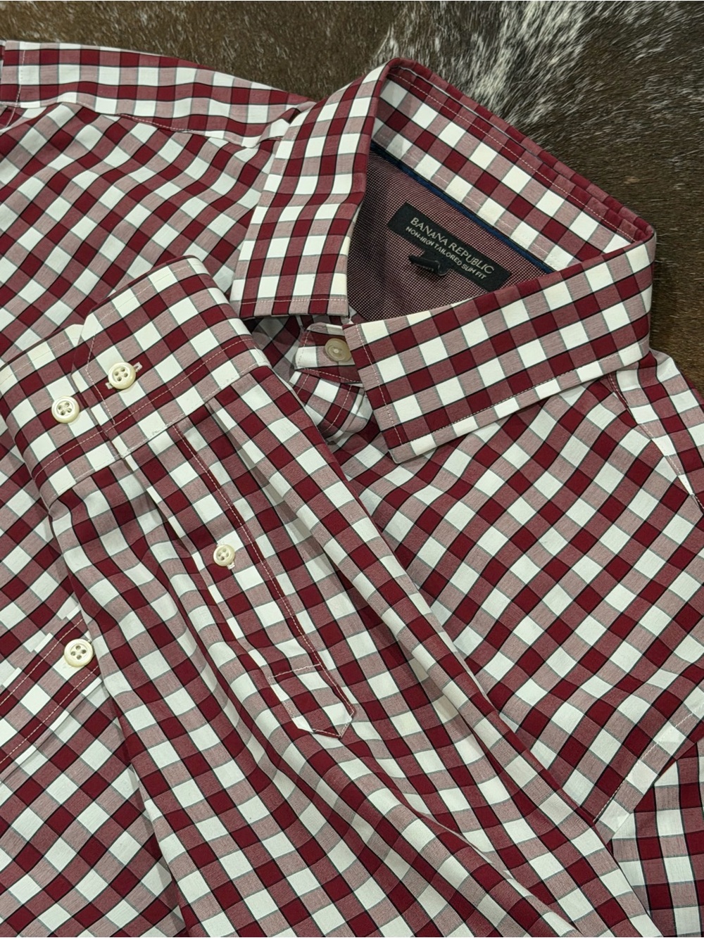 Banana Republic Non-Iron Plaid Shirt Men’s Large Slim Fit